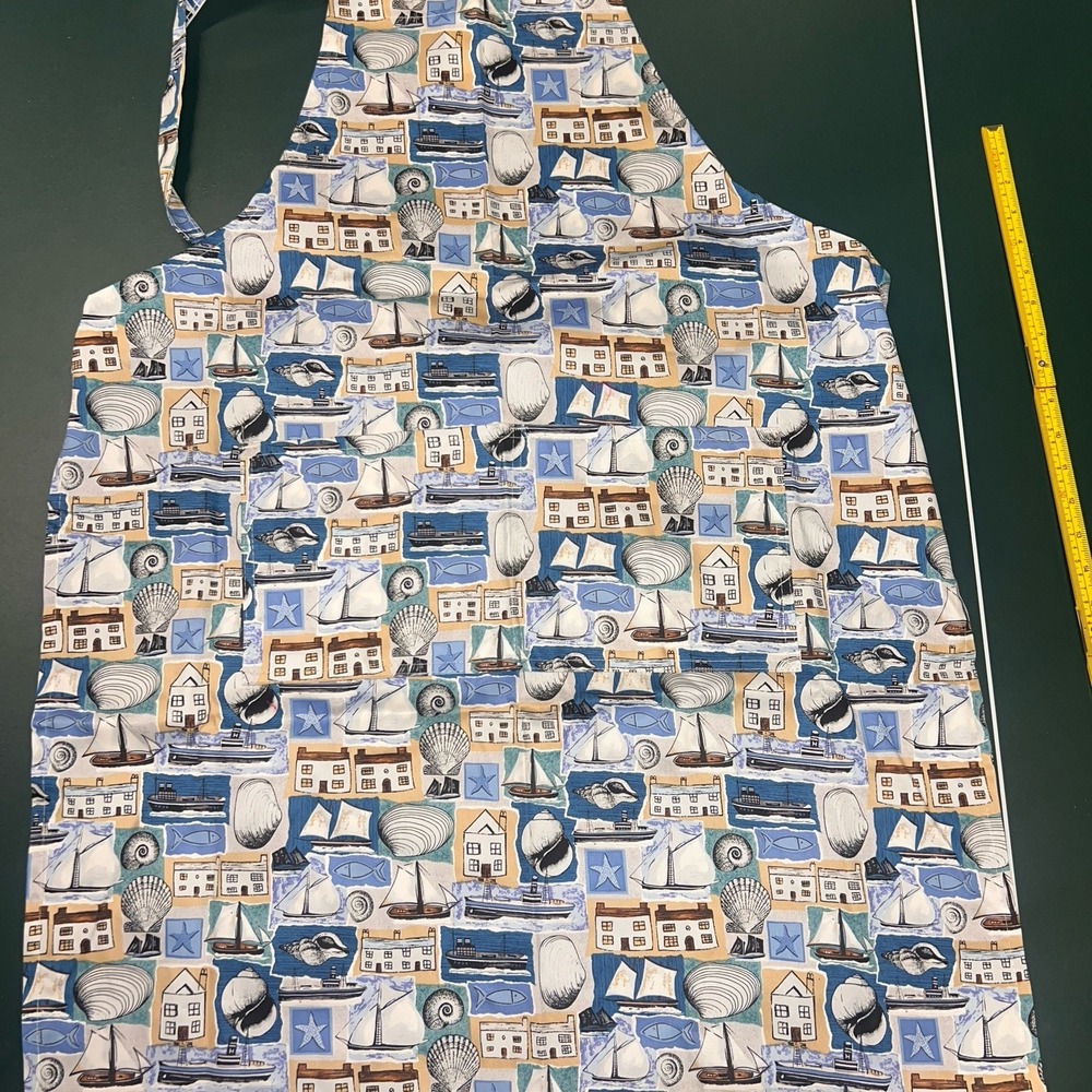 Beach Seashore Coastal Sail Print Kay Dee Designs Apron Cotton NWT Made In USA